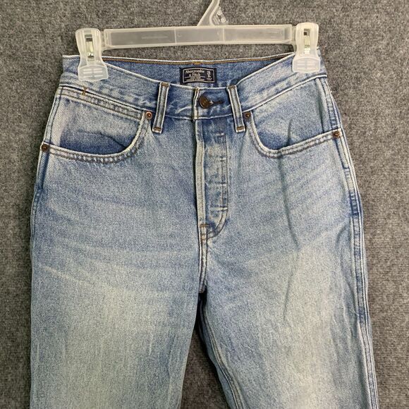 Abercrombie & Fitch High Rise Vintage Straight Jeans Sz 25 Button Fly Destroyed - Picture 6 of 16